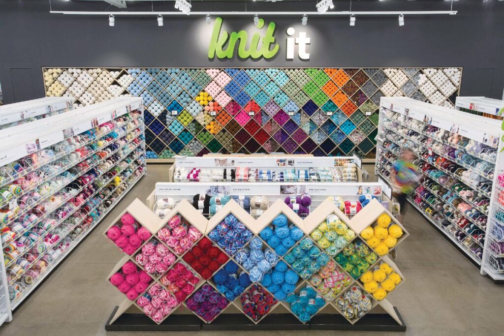 Couponing at Joann Fabrics - so much yarn for sale.